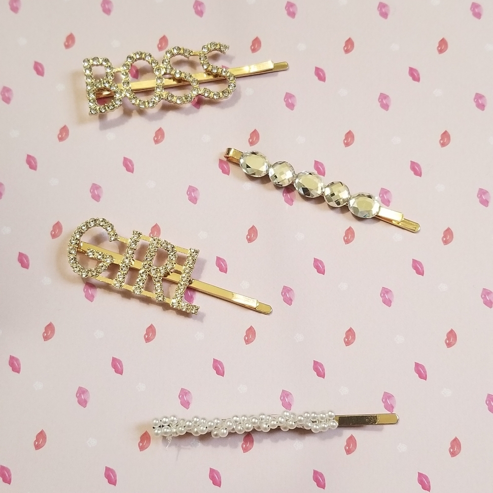 Boss Girl bling clips set of 4 - Picture 2 of 2